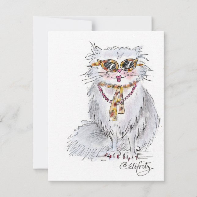 Tarjeta Pequeña Gato vestido para el fiesta (Anverso)