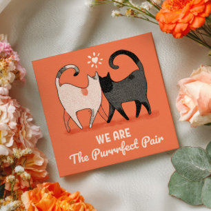 Tarjeta Pequeña Gatos Amantes Pareja Perfecta Lindo y Divertido Dí