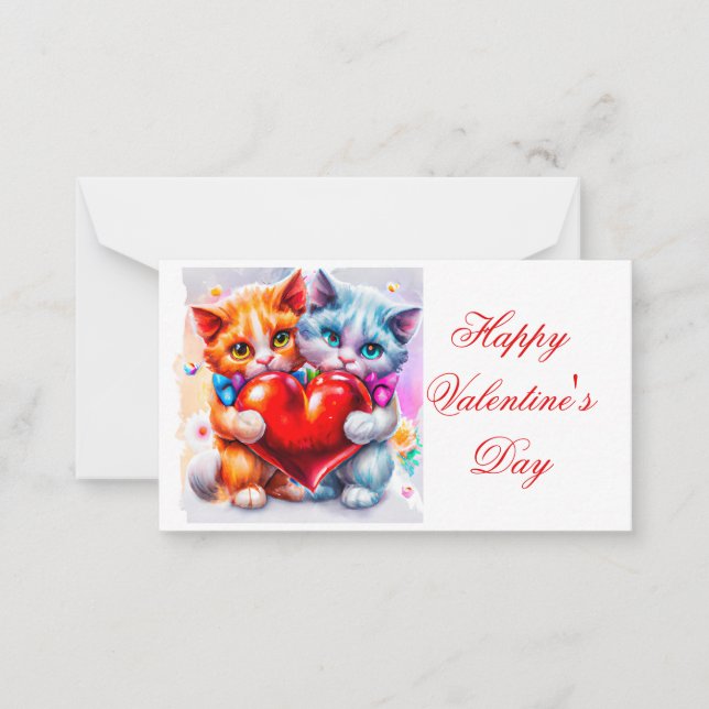 Tarjeta Pequeña Gatos cortos en niños enamorados (Anverso)