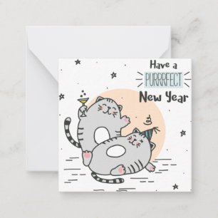 Tarjeta Pequeña Gatos de Año Nuevo
