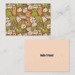 Tarjeta Pequeña Gatos de Dibujos Animados Divertidos