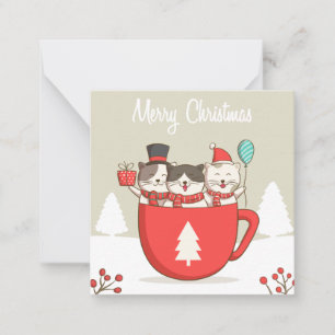 Tarjeta Pequeña Gatos de Navidad