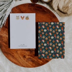 Tarjeta Pequeña Gatos de Navidad Caprichosos Verde