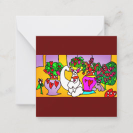 Tarjeta Pequeña Gatos de San Valentín jugando Señal de Magneto de 