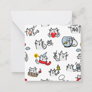 Tarjeta Pequeña Gatos divertidos, leche y magia.