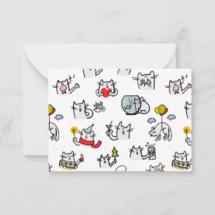 Tarjeta Pequeña Gatos divertidos, leche y magia.