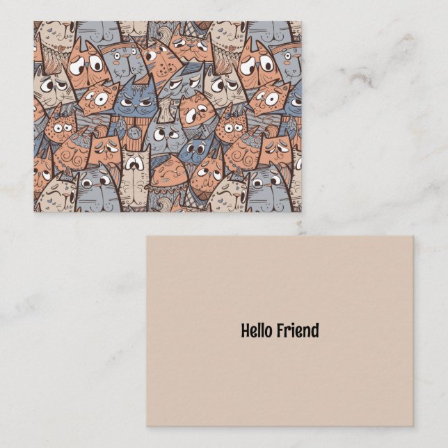 Tarjeta Pequeña Gatos Personalizados divertidos (Anverso / Reverso)