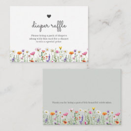 Tarjeta Pequeña Gender Neutral Boho Wildflower Diaper Raffle Card
