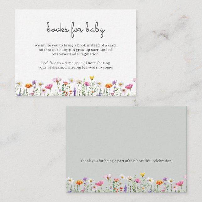 Tarjeta Pequeña Gender Neutral Wildflower Books for Baby Card (Anverso / Reverso)