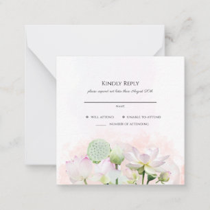 Tarjeta Pequeña Gentle Water Lilies and Lotuses Wedding RSVP