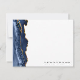 Tarjeta Pequeña Geode de Mármol de la Purpurina de oro azul de la 