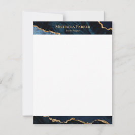 Tarjeta Pequeña Geode de oro azul de la Marina Agate Moderna