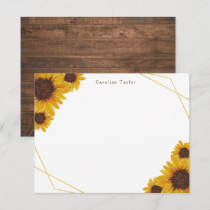 Tarjeta Pequeña Geometric Wood Rustic Sunflower Gold Personalizada