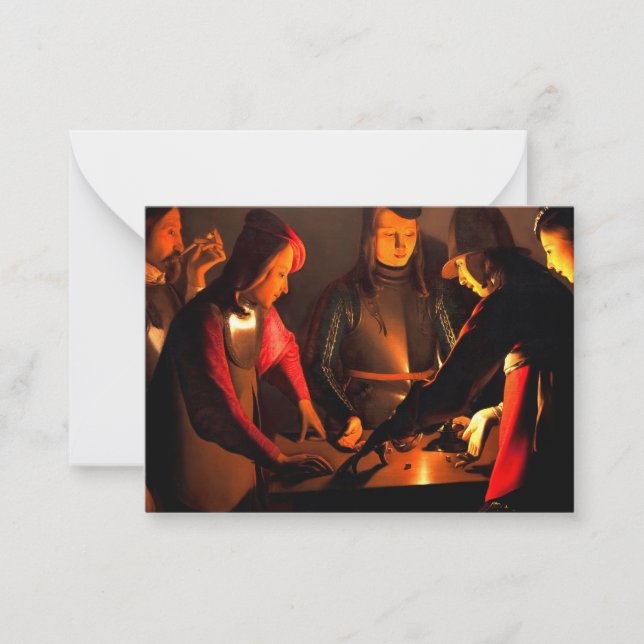 Tarjeta Pequeña Georges de la Tour - Los Jugadores de The Dices (Anverso)