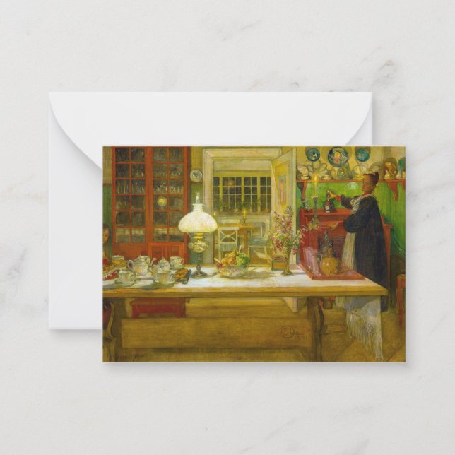 Tarjeta Pequeña Getting Ready for a Game, 1901 by Carl Larsson (Anverso)