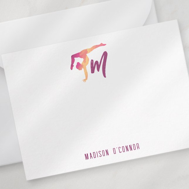 Tarjeta Pequeña Gimnasia Stationery | Dosis inicial de monograma (Subido por el creador)