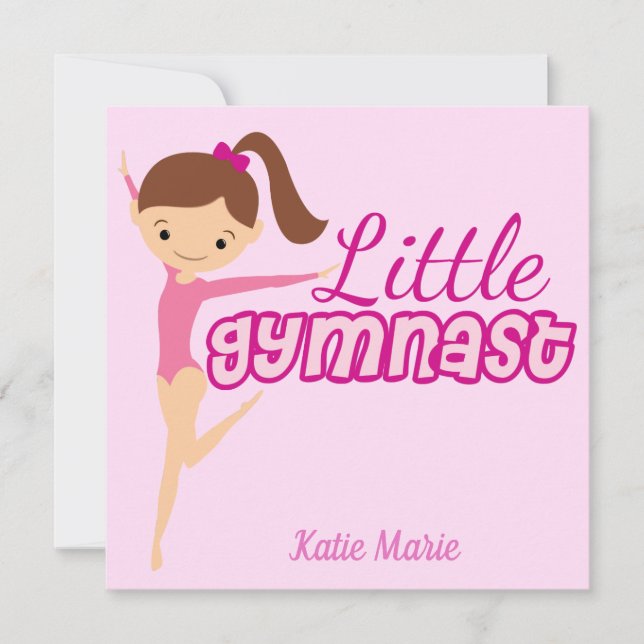 Tarjeta Pequeña gimnasta Bonito Personalizado rosa niños g (Anverso)