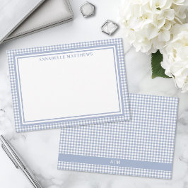 Tarjeta Pequeña Gingham a cuadros azul claro personalizado