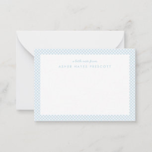 Tarjeta Pequeña Gingham azul personalizado para los niños