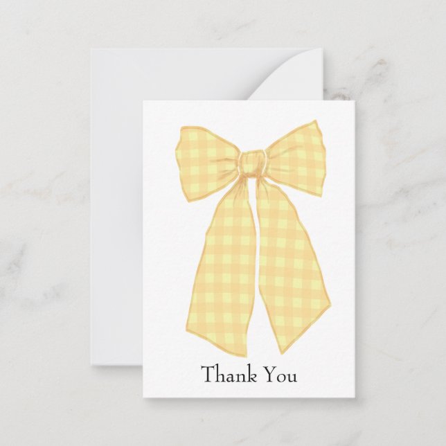 Tarjeta Pequeña Gingham Coquette Bow Personalizado Gracias (Anverso)