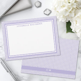 Tarjeta Pequeña Gingham de Cuadros Morados Personalizado