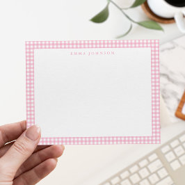 Tarjeta Pequeña Gingham de cuadros rosa minimalista