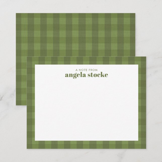 Tarjeta Pequeña Gingham Escocés Verde Personalizado (Anverso / Reverso)