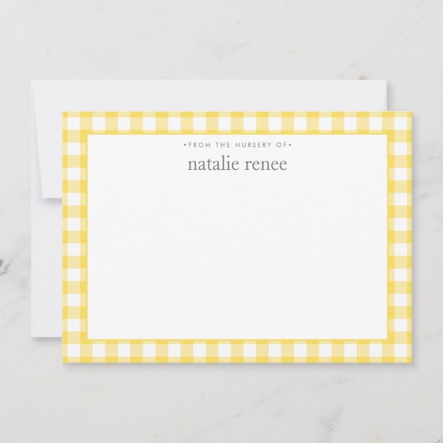 Tarjeta Pequeña Gingham Personalizado Amarillo Plano  (Anverso)