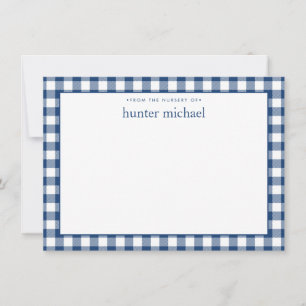 Tarjeta Pequeña Gingham Personalizado Azul Marino Plano