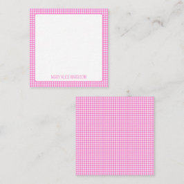 Tarjeta Pequeña Gingham Plaid personalizado rosa y blanco