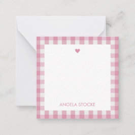 Tarjeta Pequeña Gingham Rosa Blanco Personalizado