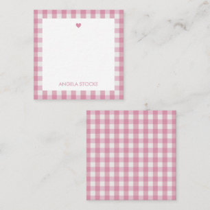 Tarjeta Pequeña Gingham Rosa Blanco Personalizado
