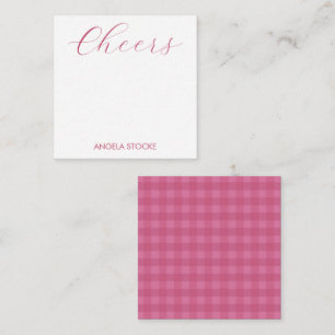 Tarjeta Pequeña Gingham Rosa Personalizado