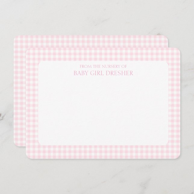 Tarjeta Pequeña Gingham rosa personalizado (Anverso / Reverso)