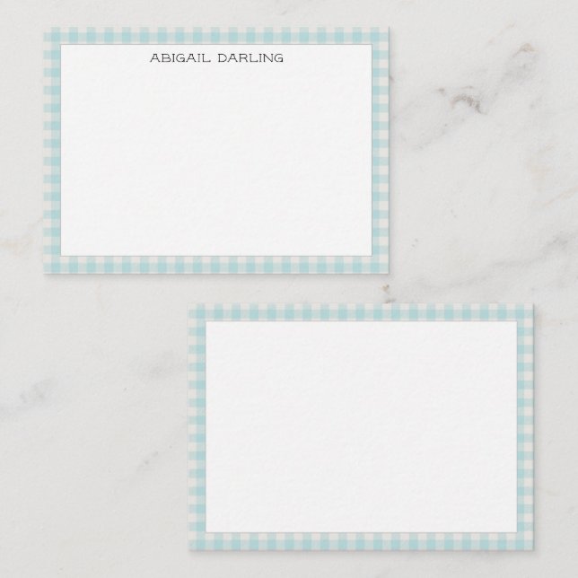 Tarjeta Pequeña Gingham Simple Moderno y Delgado Borde (Anverso / Reverso)