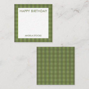 Tarjeta Pequeña Gingham Verde Personalizado