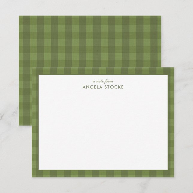 Tarjeta Pequeña Gingham Verde Personalizado (Anverso / Reverso)