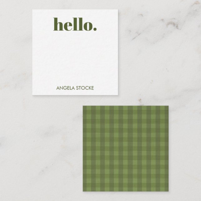 Tarjeta Pequeña Gingham Verde Personalizado (Anverso / Reverso)