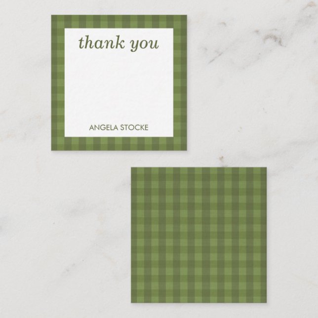Tarjeta Pequeña Gingham Verde Personalizado (Anverso / Reverso)
