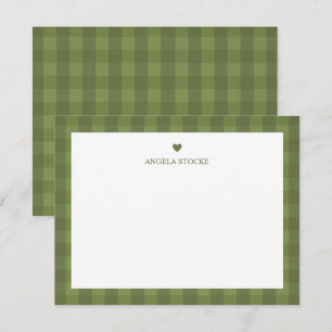 Tarjeta Pequeña Gingham Verde Personalizado