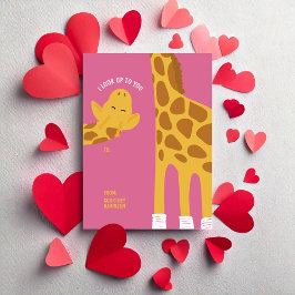 Tarjeta Pequeña Giraffe I look to you Classroom Valentine Day