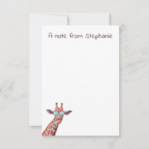 Tarjeta Pequeña Giraffe personalizada acuarela morado Funny