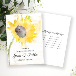 Tarjeta Pequeña Girasol amarillo en la vesícula comparten funeral 