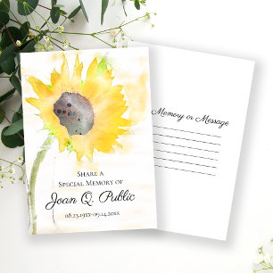 Tarjeta Pequeña Girasol amarillo en la vesícula comparten funeral