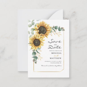 Tarjeta Pequeña Girasol Eucalyptus Floral Save the Date Note Car