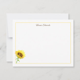 Tarjeta Pequeña Girasol Personalizado Acuarela