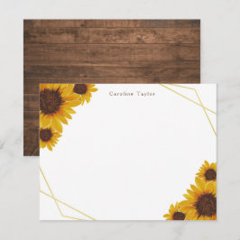 Tarjeta Pequeña Girasoles Rústicos Dorado Geométrico Madera Person