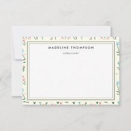 Tarjeta Pequeña Girly Chic Pastel Pink Blue Flowers Pattern