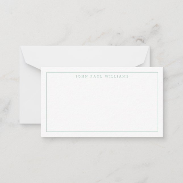 Tarjeta Pequeña Girly Mint Green Profesional Formal Delgado Borde (Anverso)