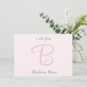Tarjeta Pequeña Girly Monograma moderno Rubor Pink
